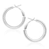 14k White Gold High Polish Hoop Earrings (0.78 inch Diameter)